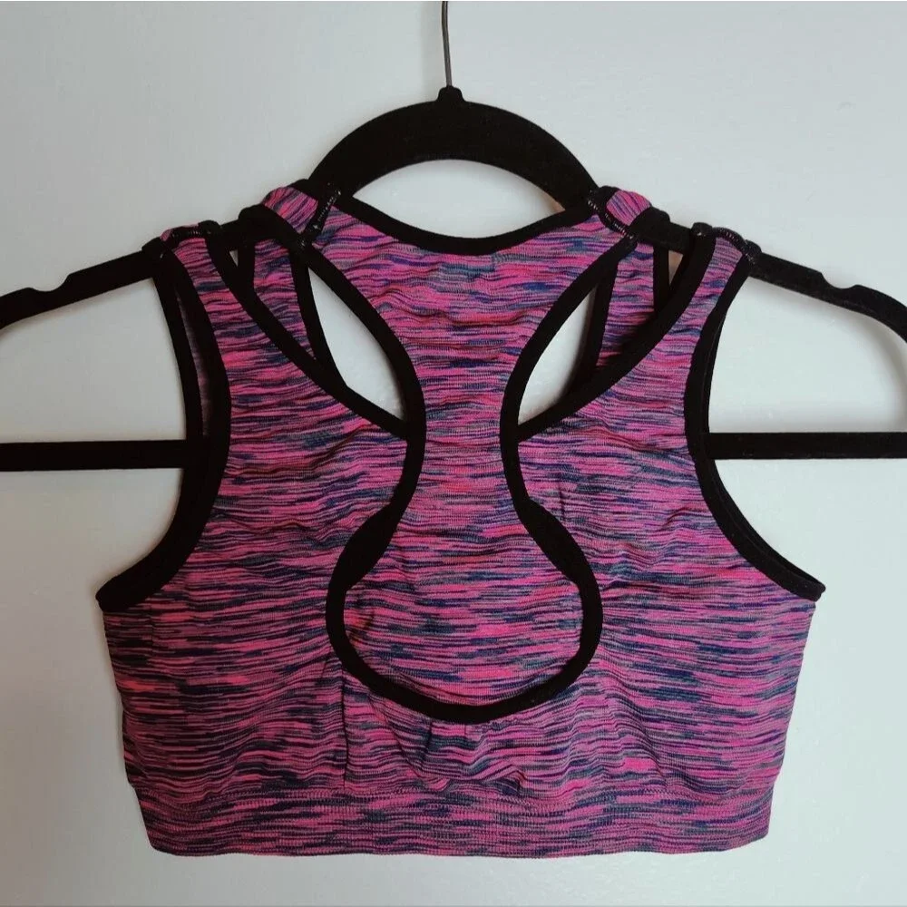 Women's Pink Seamless Double Intertwined Sports Bra, Size S